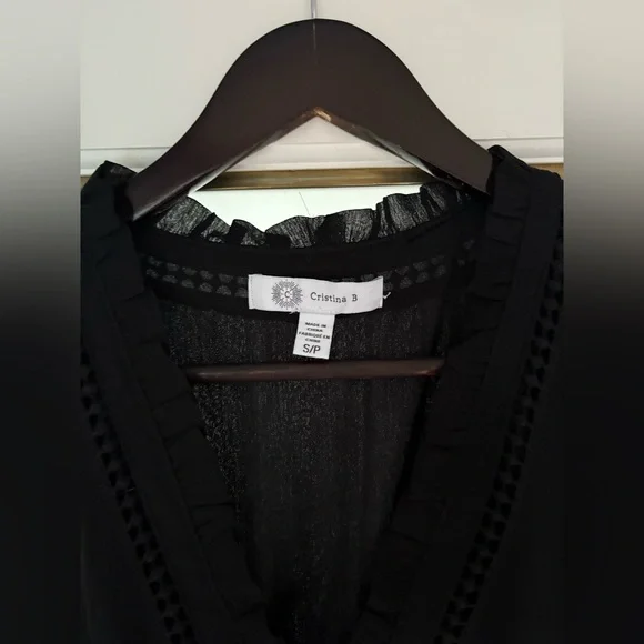 Christina B Elegant Black Sleeveless Flowy Dress in size small - Picture 4 of 7